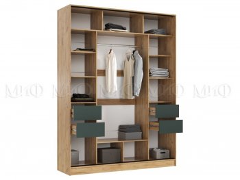 Шкаф-купе 1800 мм Роджина крафт/изумрудный (Миф) в Алапаевске - alapaevsk.mebel-e96.ru