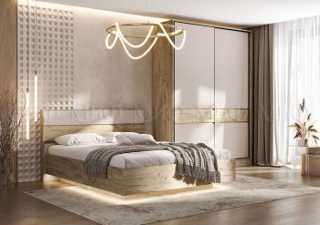 Спальный гарнитур Роджина крафт серый/кашемир, модульный (Миф) в Алапаевске - alapaevsk.mebel-e96.ru