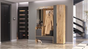 Прихожая Сабрина Дуб вотан/графит (Лин) в Алапаевске - alapaevsk.mebel-e96.ru