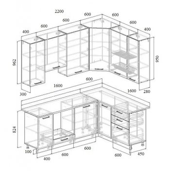 Угловой кухонный гарнитур Роза 2200*1600 мм Sanvut в Алапаевске - alapaevsk.mebel-e96.ru