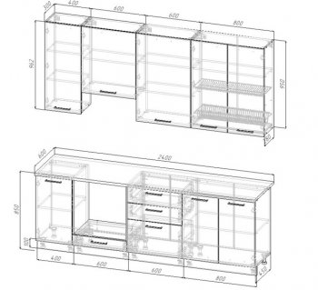 Кухонный гарнитур Старое дерево МДФ 2400 мм Sanvut в Алапаевске - alapaevsk.mebel-e96.ru