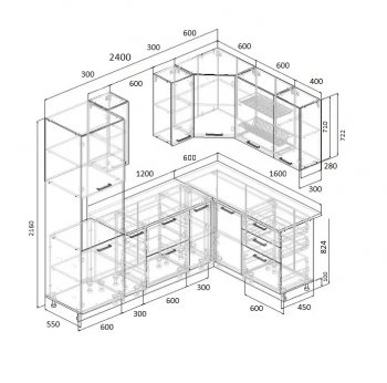 Угловой кухонный гарнитур Роза 2400*1600 мм Sanvut в Алапаевске - alapaevsk.mebel-e96.ru