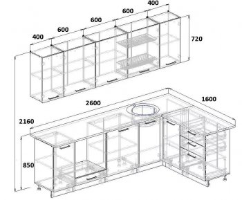 Угловой кухонный гарнитур Элеганция 2600*1600 мм Sanvut в Алапаевске - alapaevsk.mebel-e96.ru