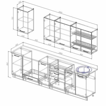 Кухонный гарнитур Латте 2800 мм в Алапаевске - alapaevsk.mebel-e96.ru