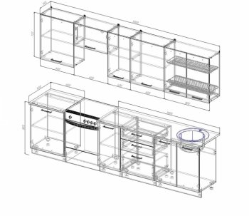 Кухонный гарнитур Трансильвания 3000 мм в Алапаевске - alapaevsk.mebel-e96.ru