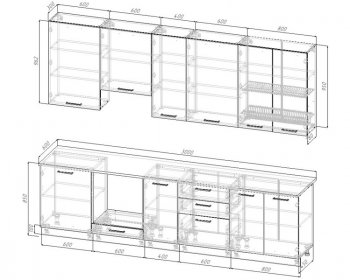 Кухонный гарнитур высокий Смоки 3000 мм МДФ в Алапаевске - alapaevsk.mebel-e96.ru