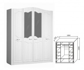 Шкаф 4-х дверный для платья и белья Ева-10 в Алапаевске - alapaevsk.mebel-e96.ru