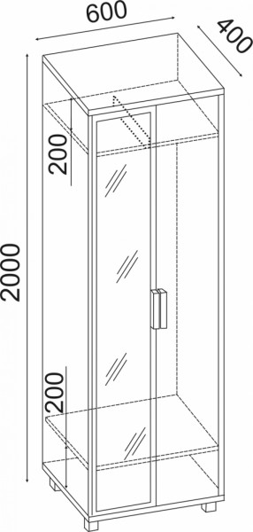 Шкаф 600 с зеркалом West (Риннер) в Алапаевске - alapaevsk.mebel-e96.ru