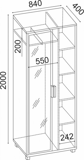 Шкаф 800 с зеркалом West (Риннер) в Алапаевске - alapaevsk.mebel-e96.ru