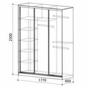 Шкаф-купе Бассо 1-600 (полки слева) в Алапаевске - alapaevsk.mebel-e96.ru