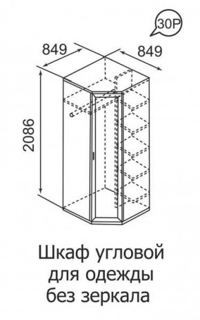 Шкаф угловой для одежды Ника-Люкс 30 без зеркал в Алапаевске - alapaevsk.mebel-e96.ru