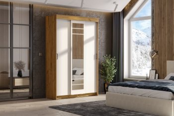 Шкаф-купе ШКП-7 1300 мм золотой/белый (СВ) в Алапаевске - alapaevsk.mebel-e96.ru
