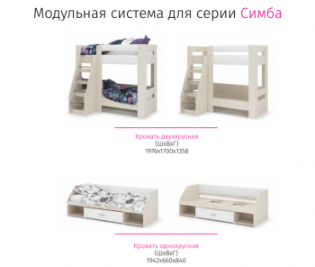 Набор детской мебели Симба дуб-белый глянец (СтендМ) в Алапаевске - alapaevsk.mebel-e96.ru