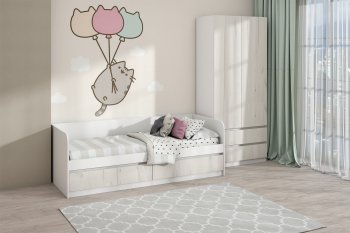Кровать Соната 900 белый/крафт белый (Зарон) в Алапаевске - alapaevsk.mebel-e96.ru