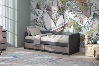 Кровать Соната 900 графит/крафт серый (Зарон) в Алапаевске - alapaevsk.mebel-e96.ru
