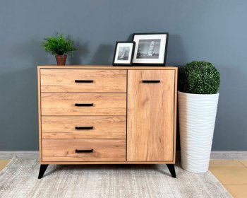 Комод-Тумба (1дв,4ящ) SVETLANA LOFT, дуб золотой (Генезис) в Алапаевске - alapaevsk.mebel-e96.ru