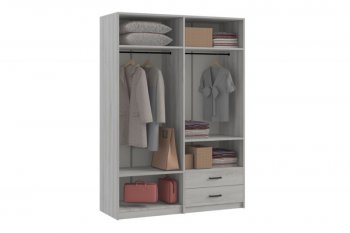 Шкаф 1500 мм  4-х ств. с зеркалом 2 ящ. SVETLANA LOFT, сосна белая (Генезис) в Алапаевске - alapaevsk.mebel-e96.ru