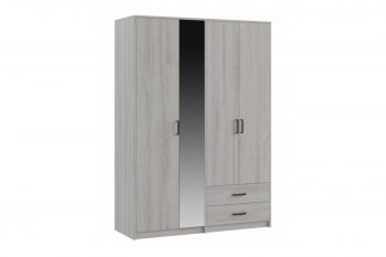 Шкаф 1500 мм  4-х ств. с зеркалом 2 ящ. SVETLANA LOFT, сосна белая (Генезис) в Алапаевске - alapaevsk.mebel-e96.ru