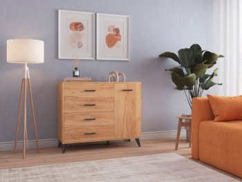 Комод-Тумба (1дв,4ящ) SVETLANA LOFT, дуб золотой (Генезис) в Алапаевске - alapaevsk.mebel-e96.ru