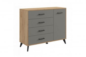 Комод-Тумба (1дв,4ящ) SVETLANA LOFT, дуб золотой/серый (Генезис) в Алапаевске - alapaevsk.mebel-e96.ru