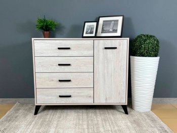 Комод-Тумба (1дв,4ящ) SVETLANA LOFT, сосна белая (Генезис) в Алапаевске - alapaevsk.mebel-e96.ru