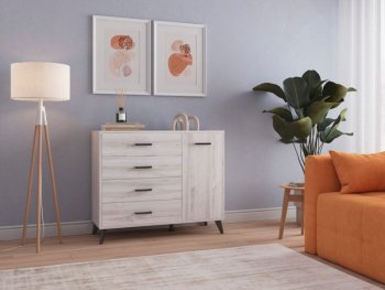 Комод-Тумба (1дв,4ящ) SVETLANA LOFT, сосна белая (Генезис) в Алапаевске - alapaevsk.mebel-e96.ru