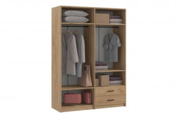 Шкаф 1500 мм  4-х ств. с зеркалом 2 ящ. SVETLANA LOFT, дуб золотой (Генезис) в Алапаевске - alapaevsk.mebel-e96.ru