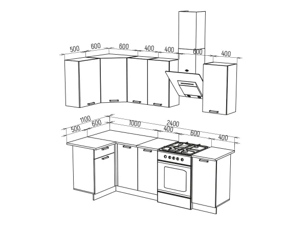 Кухонный гарнитур Техно 1.1*1.8 м Вариант 6 (Миф) в Алапаевске - alapaevsk.mebel-e96.ru