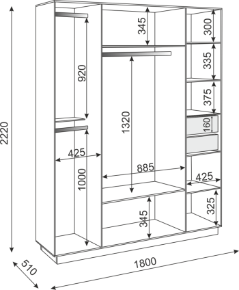 Шкаф распашной Тиффани М21 1800 мм (Риннер) в Алапаевске - alapaevsk.mebel-e96.ru