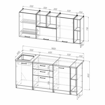 Кухонный гарнитур Томилла макси 4 1800 мм (Герда) в Алапаевске - alapaevsk.mebel-e96.ru
