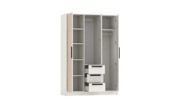 Шкаф 1300 мм 83.08 Вегас (3-х дв.) белый (Олмеко) в Алапаевске - alapaevsk.mebel-e96.ru
