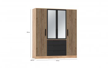 Шкаф 1700 мм 83.07 Вегас (4-х дв.) черный (Олмеко) в Алапаевске - alapaevsk.mebel-e96.ru