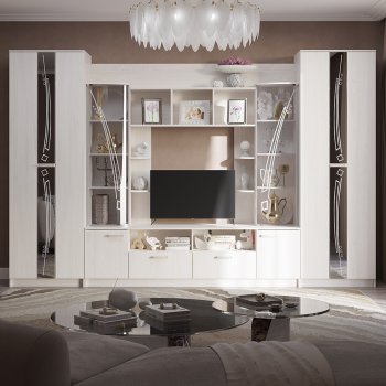 Стенка Венеция ясень белый (БТС) в Алапаевске - alapaevsk.mebel-e96.ru