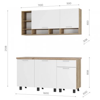 Кухонный гарнитур 1600 мм Вика (БТС) в Алапаевске - alapaevsk.mebel-e96.ru